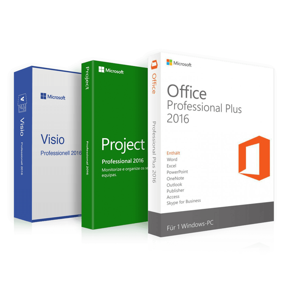 Office 2016 Professional + Visio 2016 Professional + Project 2016 Professional | Pakket