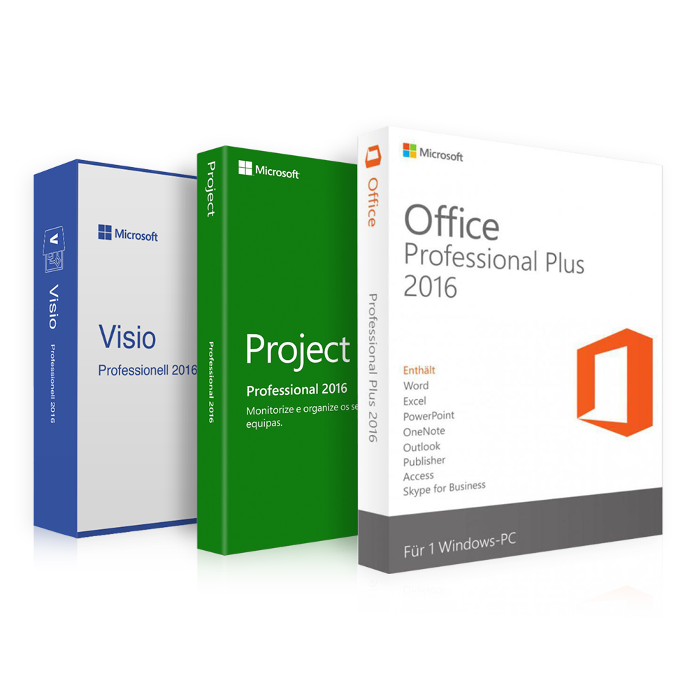 Office 2016 Professional + Visio 2016 Professional + Project 2016 Professional | Pakket